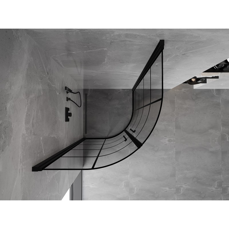 Mexen Mist polkrožna tuš kabina nihajna 80 x 80 cm, črna mreža, črna - 8A31-080-080-70-77