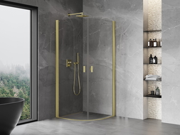 Mexen Mist cabine de douche semi-circulaire pivotante 80 x 80 cm, transparent, or brossé - 8A31-080-080-55-00