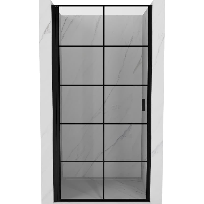 Mexen Mist-B ljuljna lijeva tuš vrata 80 cm, crna rešetka, crna - 8A2-080-000-70-77-L