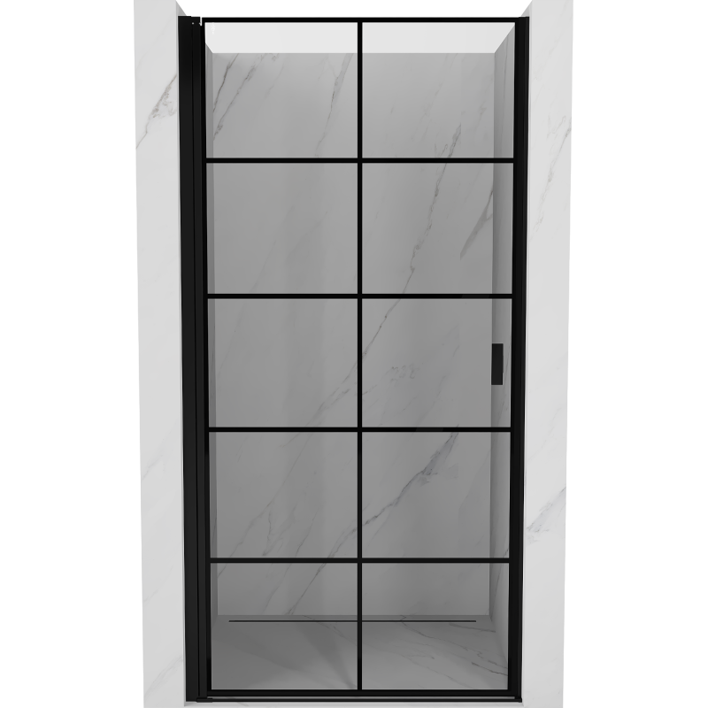 Mexen Mist-B porta doccia a battente sinistra 80 cm, griglia nera, nero - 8A2-080-000-70-77-L
