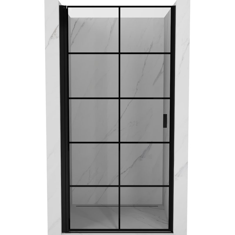 Mexen Mist-B porte de douche pivotante gauche 80 cm, grille noire, noir - 8A2-080-000-70-77-L