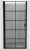 Mexen Mist-B puerta de ducha abatible izquierda 90 cm, cuadrícula negra, negro - 8A2-090-000-70-77-L