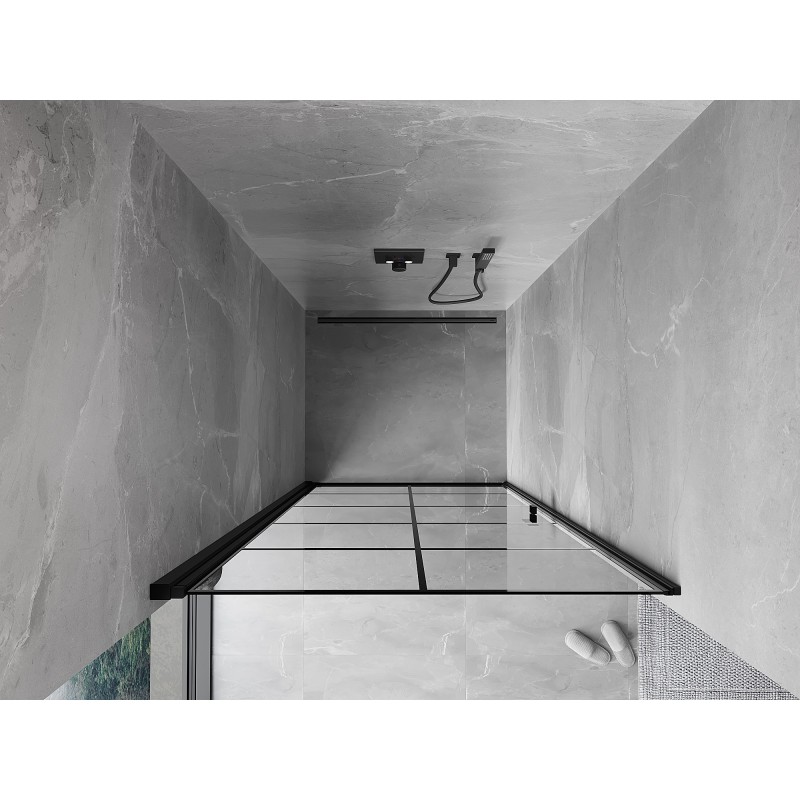 Mexen Mist-B drzwi prysznicowe uchylne lewe 90 cm, czarna kratka, czarne - 8A2-090-000-70-77-L