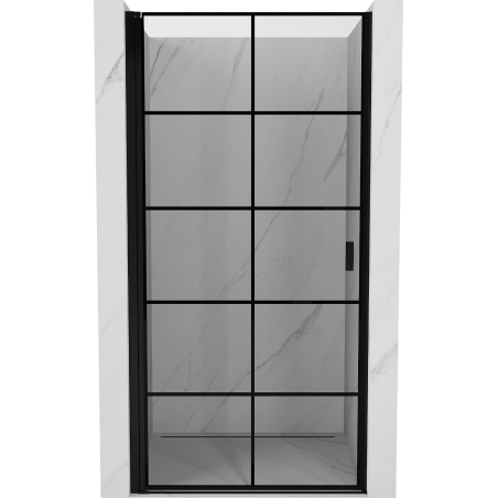 Mexen Mist-B douchedeur scharnierend links 100 cm, zwart raster, zwart - 8A2-100-000-70-77-L