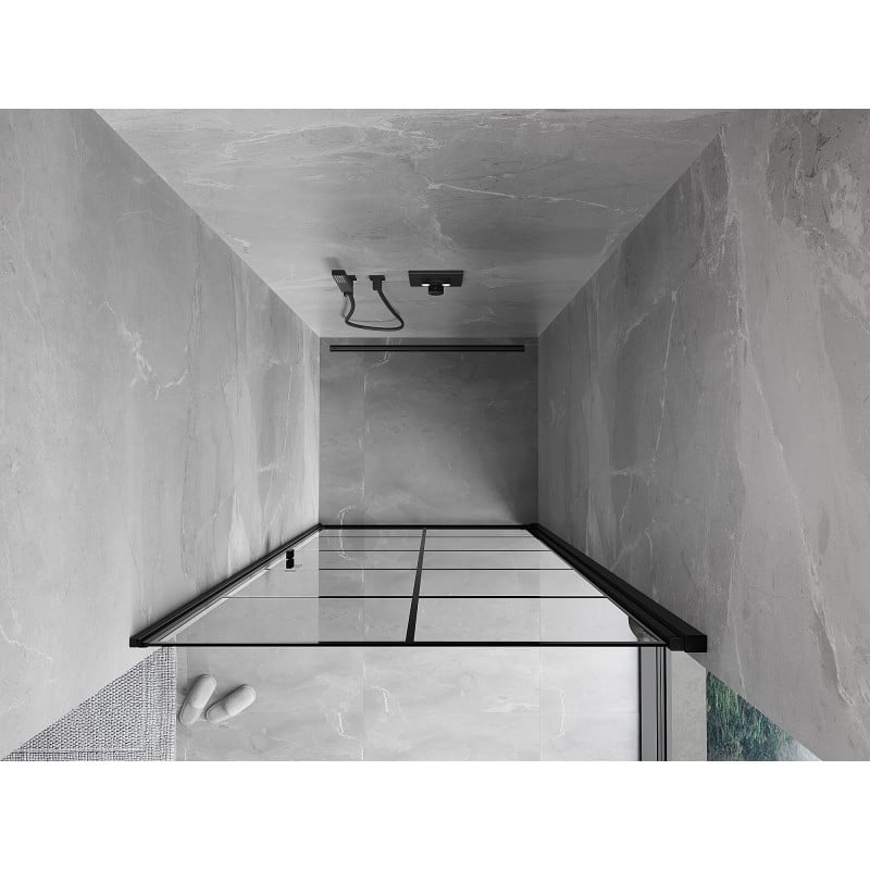 Mexen Mist-B drzwi prysznicowe uchylne prawe 70 cm, czarna kratka, czarne - 8A2-070-000-70-77-P