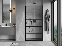 Mexen Mist-B porte de douche pivotante droite 80 cm, grille noire, noir - 8A2-080-000-70-77-P