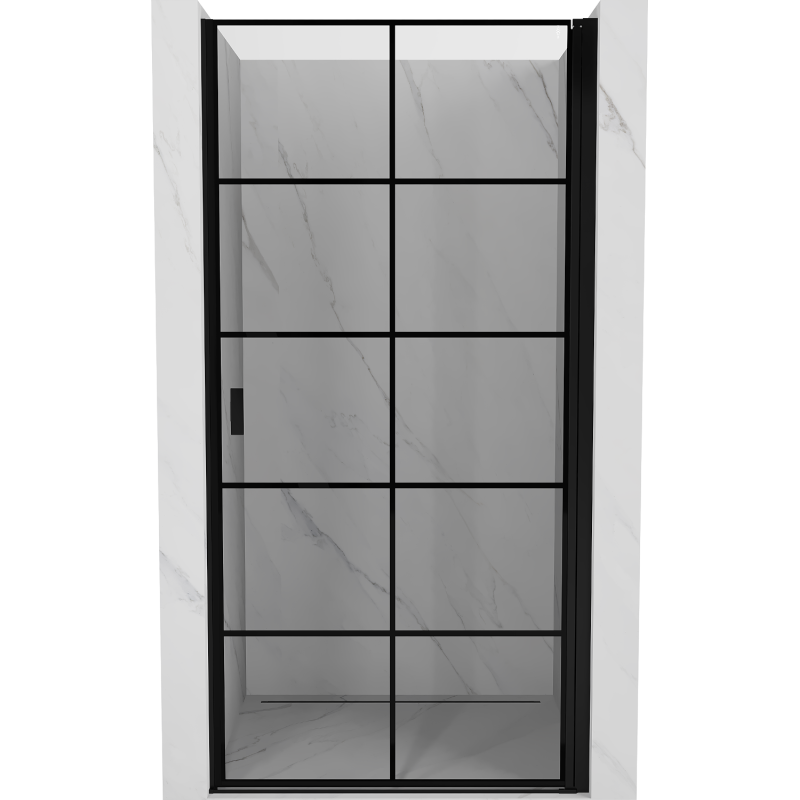 Mexen Mist-B 90 cm Right Hinged Shower Door, Black Grid, Black - 8A2-090-000-70-77-P