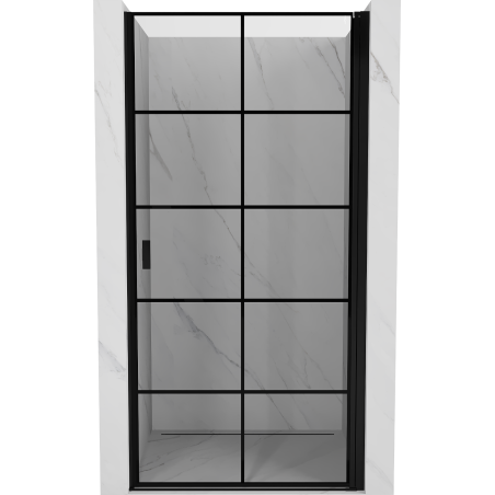 Mexen Mist-B 90 cm Right Hinged Shower Door, Black Grid, Black - 8A2-090-000-70-77-P