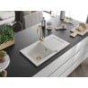Mexen Pablo Granitspüle 1-Becken mit Abtropffläche 752 x 436 mm, weiß, goldenes Siphon - 6510751010-20-G