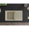 Mexen Pablo Granitspüle 1-becken mit Abtropffläche 752 x 436 mm, beige, goldener Siphon - 6510751010-69-G