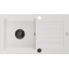 Mexen Pablo lava-loiça de granito 1-bacia com escorredor 752 x 436 mm, branco, sifão preto - 6510751010-20-B