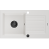 Mexen Pablo lavello in granito 1-vasca con gocciolatoio 752 x 436 mm, bianco, sifone nero - 6510751010-20-B