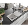 Mexen Pablo Granitspüle 1-beckig mit Abtropffläche 752 x 436 mm, weiß, schwarzer Siphon - 6510751010-20-B