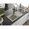 Mexen Pablo granite sink 1-bowl with drainer 752 x 436 mm, beige, black siphon - 6510751010-69-B