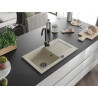 Mexen Pablo Granitspüle 1-beckig mit Abtropffläche 752 x 436 mm, beige, schwarzer Siphon - 6510751010-69-B