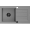 Mexen Pablo fregadero de granito de 1 cubeta con escurridor 752 x 436 mm, gris, sifón negro - 6510751010-71-B