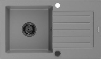Mexen Pablo lavello in granito 1 vasca con gocciolatoio 752 x 436 mm, grigio, sifone nero - 6510751010-71-B