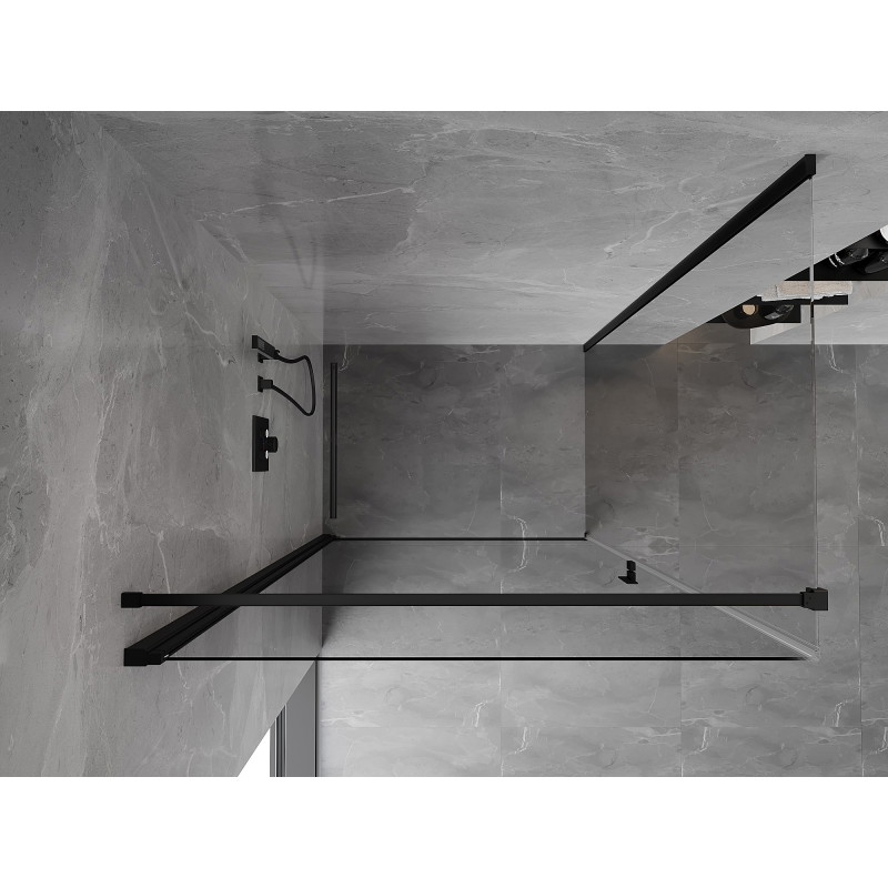 Mexen Mist-B zakretna tuš kabina 90 x 80 cm, prozirna, crna - 8A2T-090-080-70-00