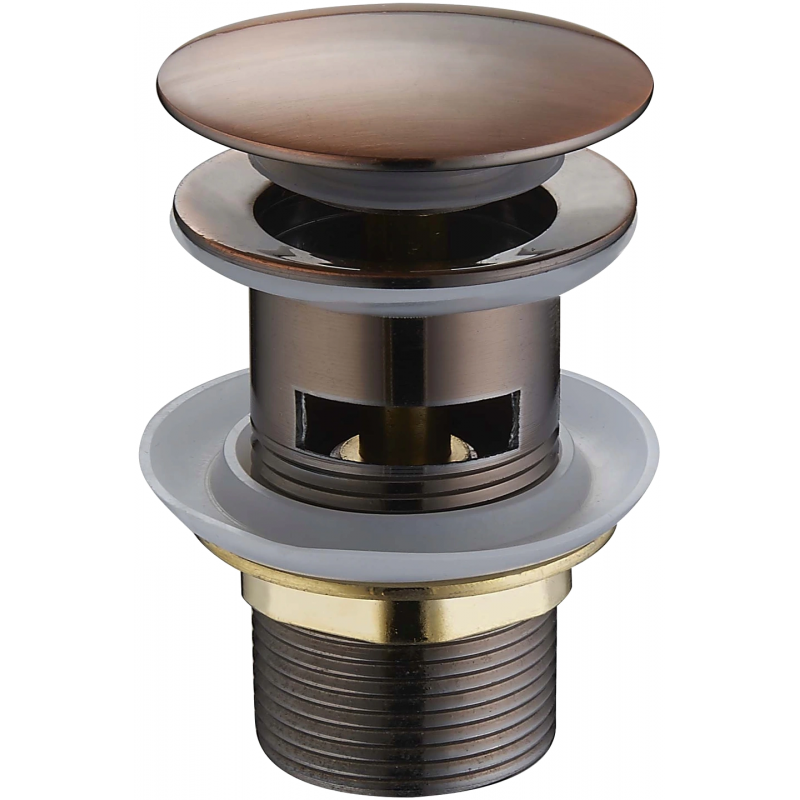 Mexen click-clack round plug with overflow, antique copper - 79920-45