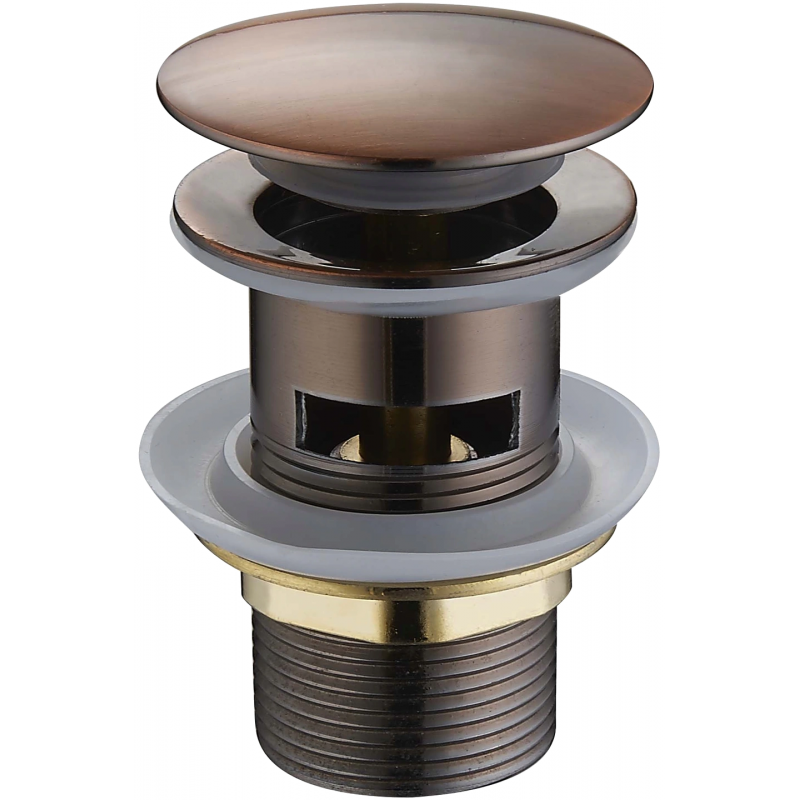 Mexen plug klik-klak rond met overloop, antiek koper - 79920-45