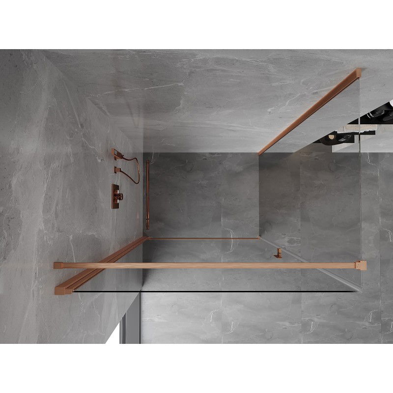 Mexen Mist-B cabine de duche com porta de abrir 95 x 80 cm, transparente, cobre escovado - 8A2T-095-080-65-00