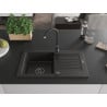 Mexen Pablo Granitspüle 1-Becken mit Abtropffläche 752 x 436 mm, schwarz/gold metallic, Siphon schwarz - 6510751010-75-B