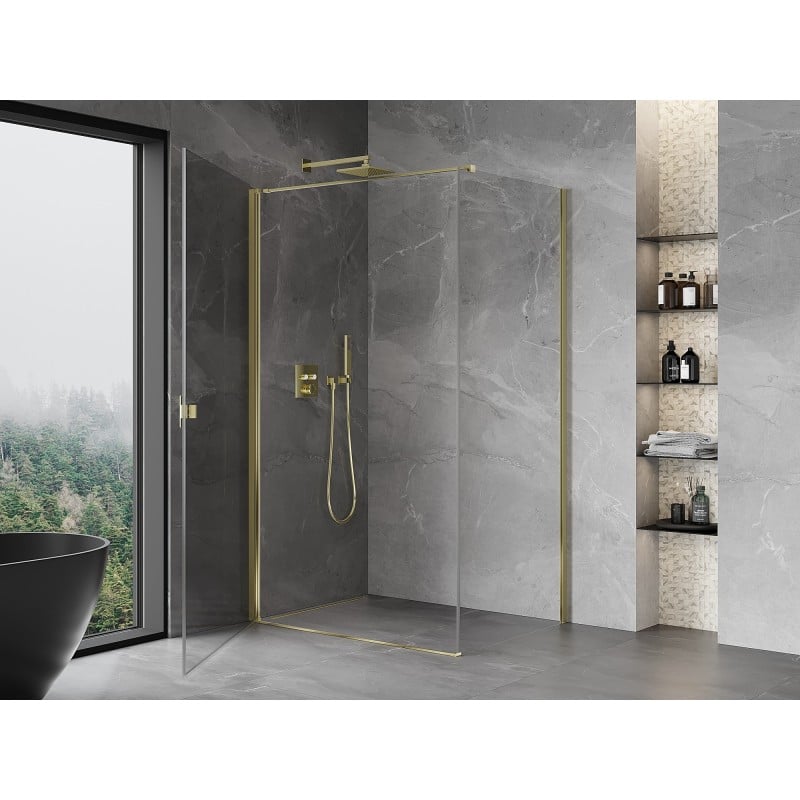 Mexen Mist-B cabina doccia a battente 95 x 90 cm, trasparente, oro - 8A2T-095-090-50-00