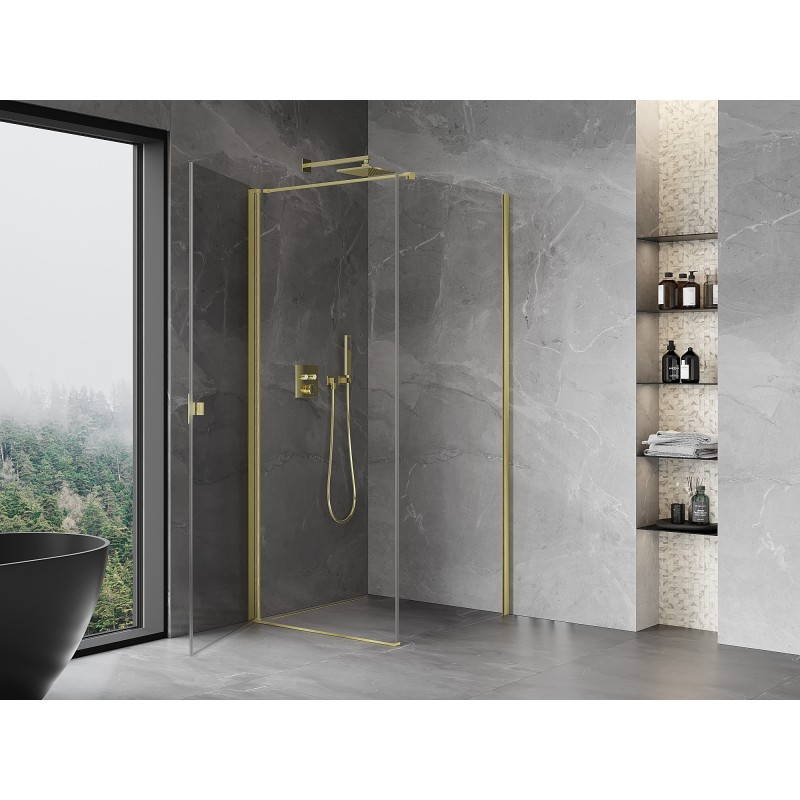 Mexen Mist-B opklappbar Duschkabinn 80 x 80 cm, transparent, gebast Gold - 8A2T-080-080-55-00