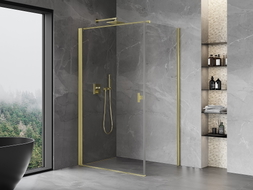Mexen Mist-B pregrada za tuš sa vratima 90 x 110 cm, prozirna, zlatna brušena - 8A2T-090-110-55-00