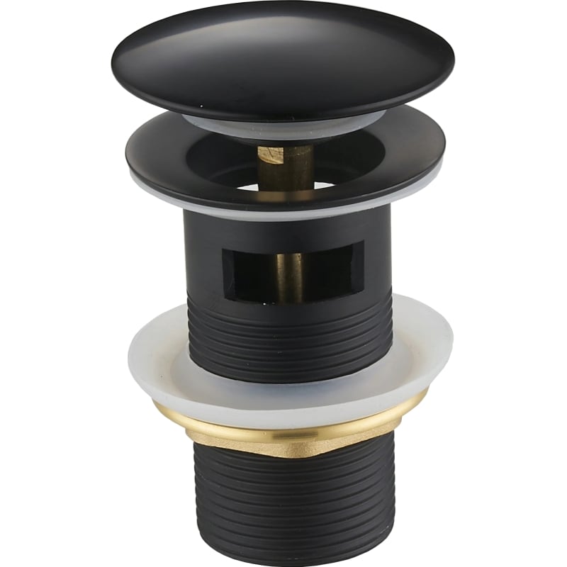 Mexen round click-clack drain stopper with overflow, black - 79920-70