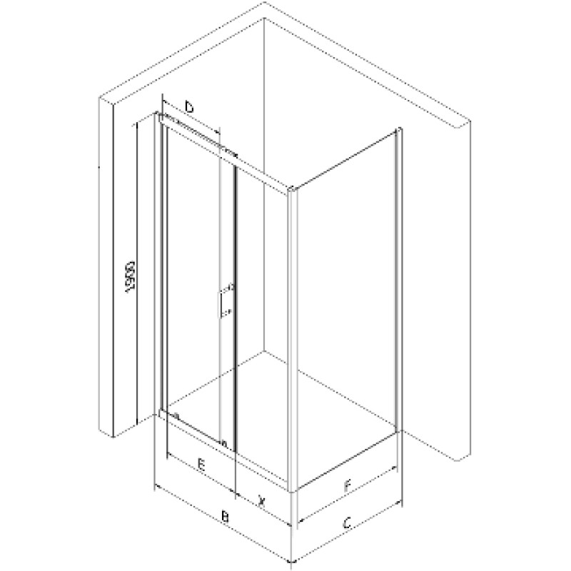 Mexen Apia Schiebeduschkabine 90 x 80 cm, transparent, Chrom + Flat Duschwanne, schwarz - 840-090-080-01-00-4070