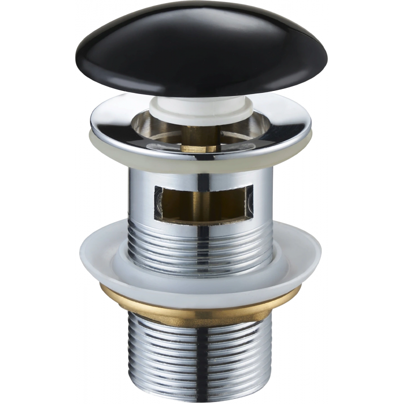 Mexen Click-Clack Stöpsel rund mit Überlauf, schwarze Keramik - 79920-75