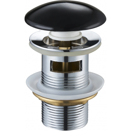 Mexen Round Click-Clack Stopp mat Iwwerlaf, schwaarz Keramik - 79920-75