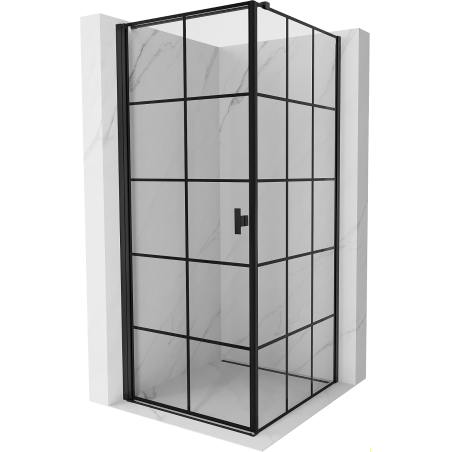 Mexen Mist-B pöörduksega dušinurk vasak 70 x 70 cm, must ruudustus, must - 8A2T-070-070-70-77-L