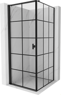 Mexen Mist-B cabina de ducha abatible izquierda 70 x 70 cm, rejilla negra, negra - 8A2T-070-070-70-77-L
