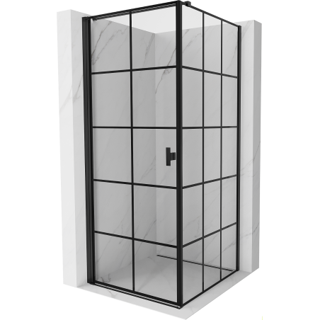 Mexen Mist-B left hinged shower enclosure 80 x 80 cm, black grid, black - 8A2T-080-080-70-77-L