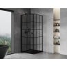 Mexen Mist-B cabine de douche pivotante gauche 90 x 90 cm, grille noire, noir - 8A2T-090-090-70-77-L