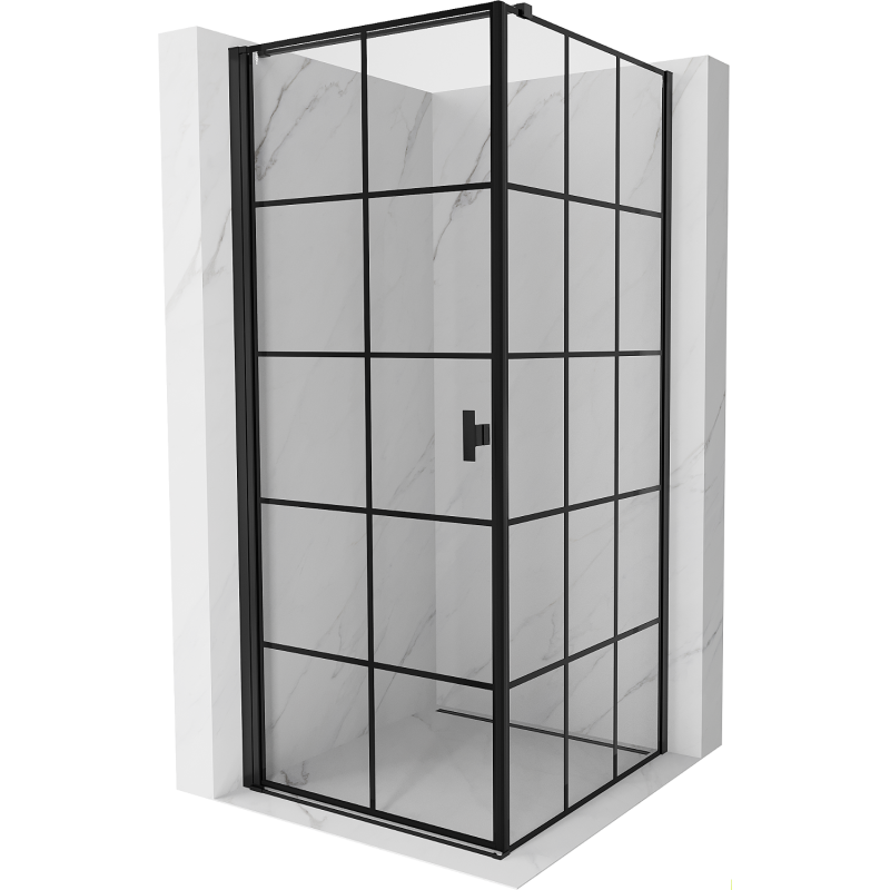 Mexen Mist-B cabina doccia a battente sinistra 90 x 90 cm, griglia nera, nero - 8A2T-090-090-70-77-L