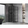 Mexen Mist-B cabine de douche pivotante gauche 90 x 90 cm, grille noire, noir - 8A2T-090-090-70-77-L