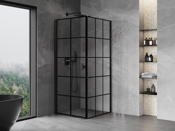 Mexen Mist-B cabina doccia battente sinistra 100 x 100 cm, griglia nera, nero - 8A2T-100-100-70-77-L
