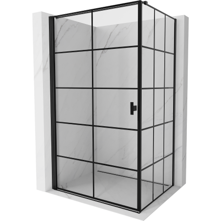 Mexen Mist-B cabine de douche pivotante gauche 100 x 75 cm, grille noire, noir - 8A2T-100-075-70-77-L