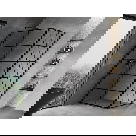 Mexen Mist-B duša kabīne ar veramajām kreisajām durvīm 100 x 95 cm, melns režģis, melns - 8A2T-100-095-70-77-L