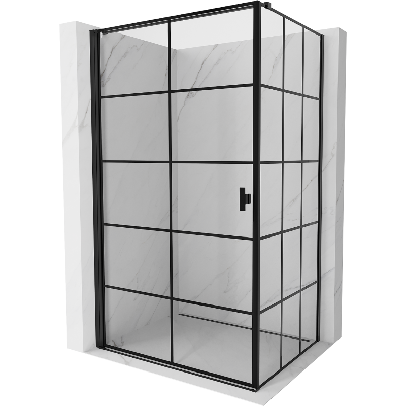 Mexen Mist-B  cabine de douche pivotante gauche 90 x 100 cm, grille noire, noir - 8A2T-090-100-70-77-L