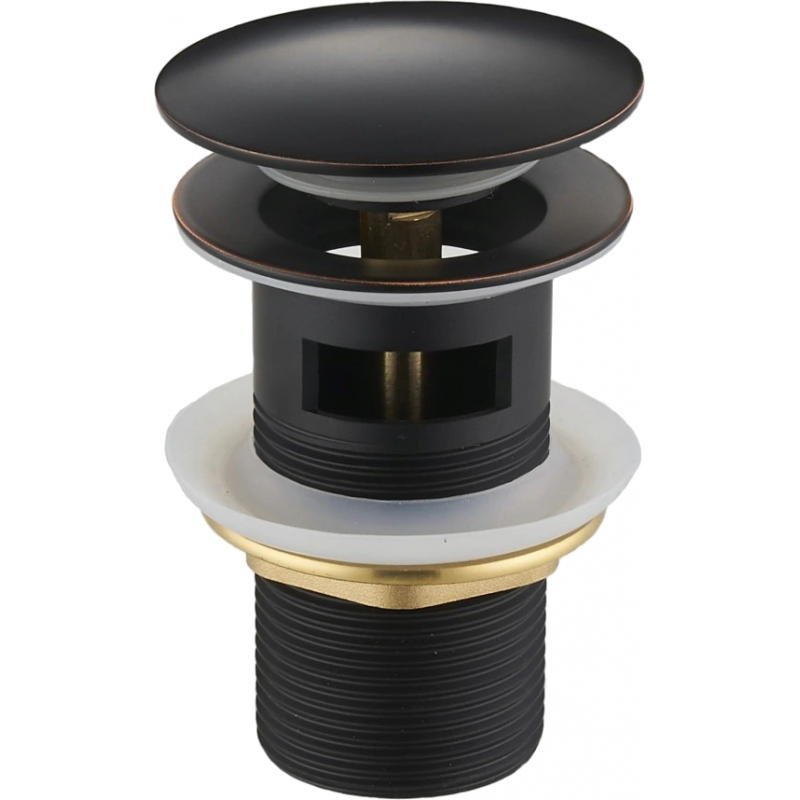 Mexen tapón clic-clac redondo con rebosadero, negro antiguo - 79920-79