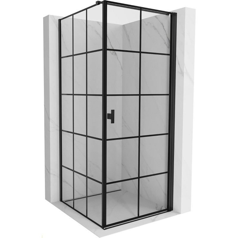 Mexen Mist-B kabina prysznicowa uchylna prawa 70 x 70 cm, czarna kratka, czarna - 8A2T-070-070-70-77-P