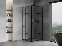 Mexen Mist-B tuš kabina, desna, 100 x 100 cm, crna mreža, crna - 8A2T-100-100-70-77-P