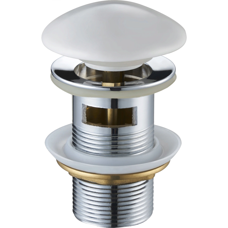 Mexen tappo clic-clac rotondo con troppopieno, bianco ceramico - 79920-25