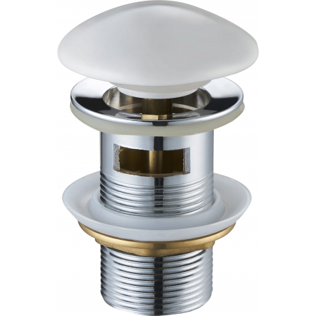 Mexen tappo clic-clac rotondo con troppopieno, bianco ceramico - 79920-25