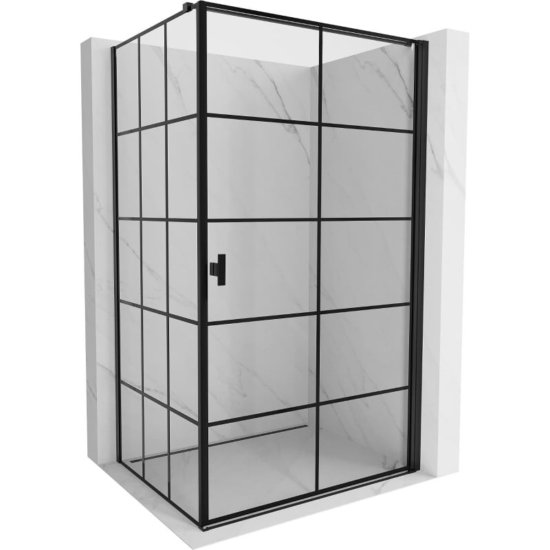 Mexen Mist-B cabine de duche pivotante direita 70 x 90 cm, grade preta, preta - 8A2T-070-090-70-77-P