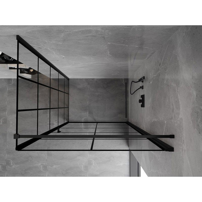 Mexen Mist-B cabina doccia a battente destra 80 x 95 cm, griglia nera, nero - 8A2T-080-095-70-77-P